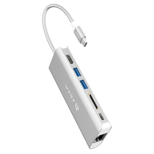 آدم إليمنتس CASA A01 موزع USB-C بستة منافذ - فضي
