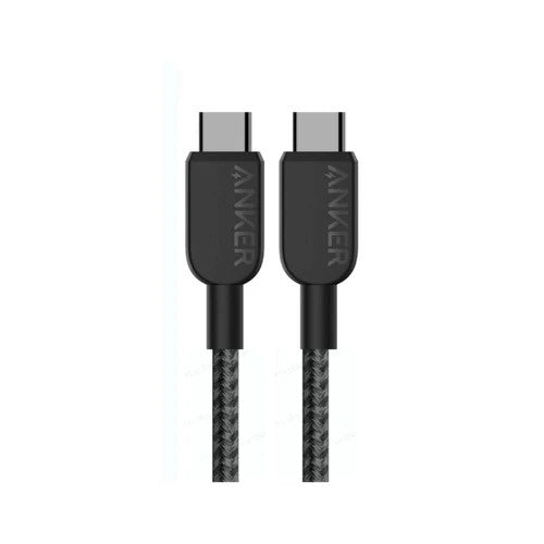 كابل أنكر USB-C إلى USB-C (6 قدم، 240 واط، مضفر) أسود