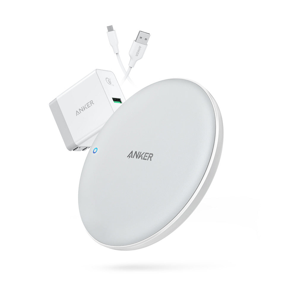 Combo Anker PowerPort Wireless 7.5 Pad UN White Iteration 1 & PowerPort+ 1 with Quick Charge 3.0 UK White & Anker PowerLine Micro USB (6ft) White