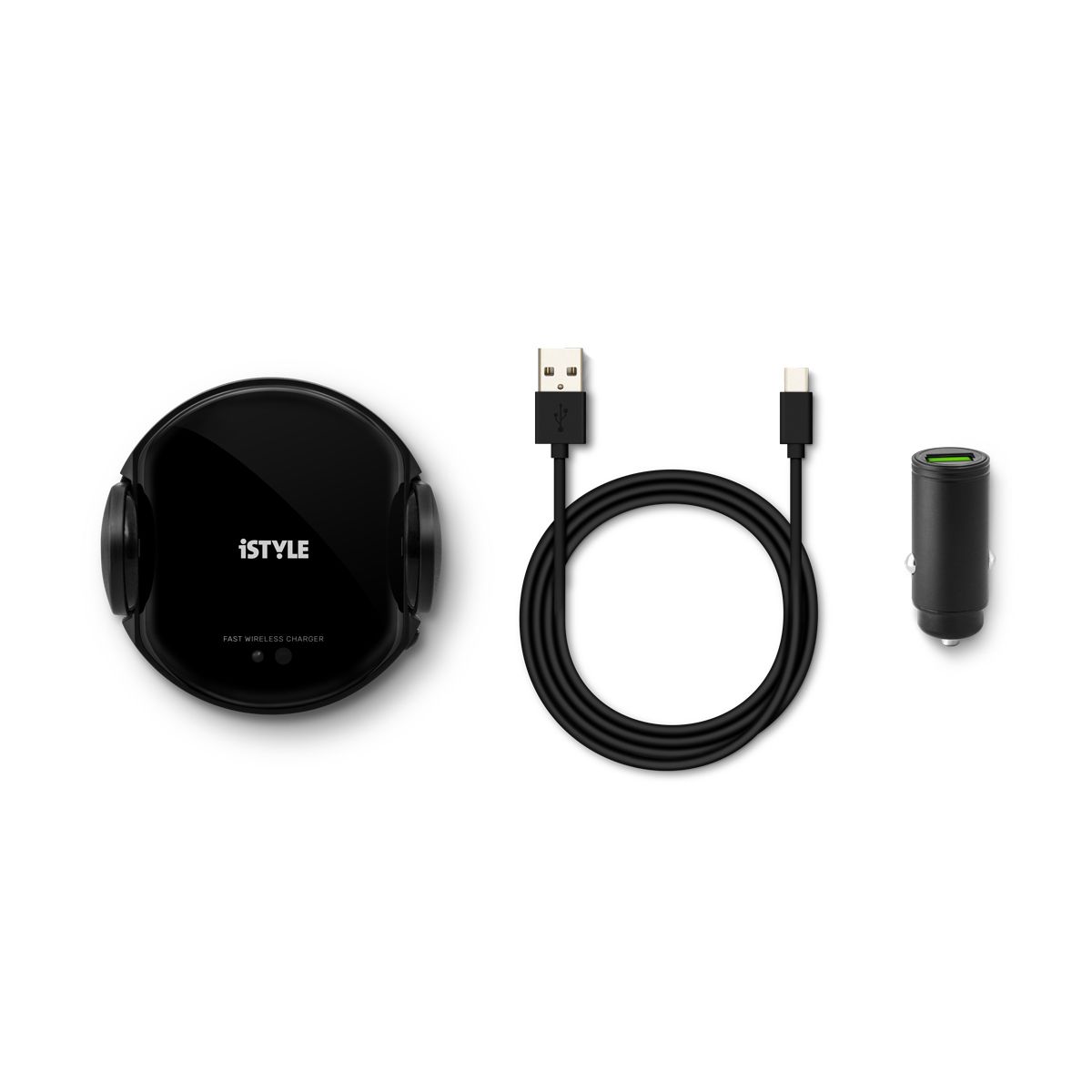 iSTYLE Sensor Wireless Car Charger + 18W Car Charger, Black