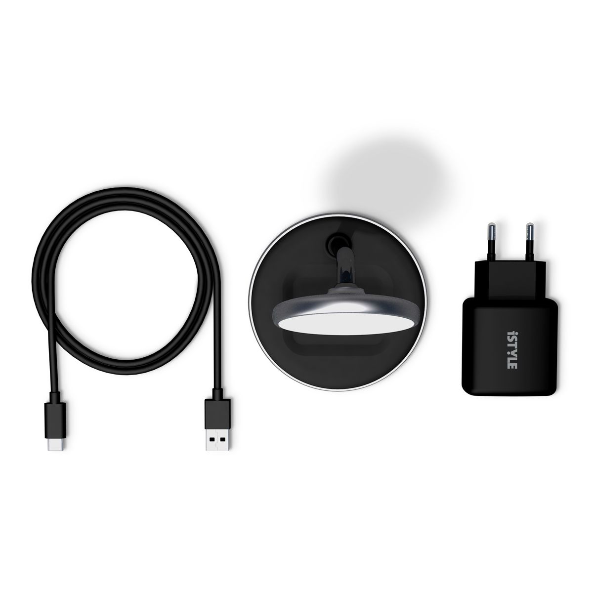 iSTYLE 2-in-1 Wireless Magnetic Charger (MagSafe compatible) + 18W QC Adapter, Space gray