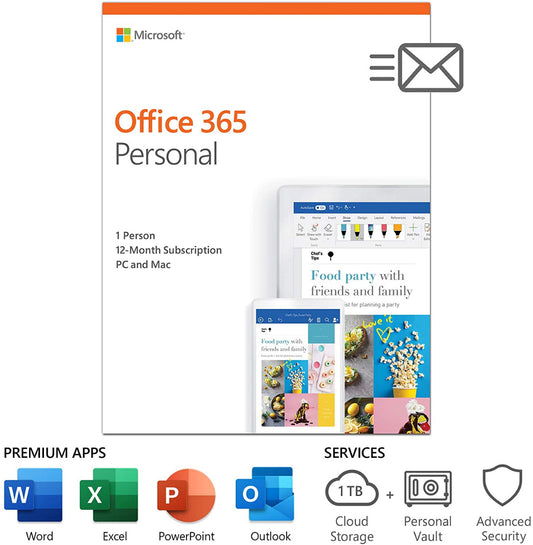 Microsoft Office 365 Personal 32-bit/x64 All Languages Subscription Online Product Key License 1 License Middle East DM Downloadable Click to Run NR