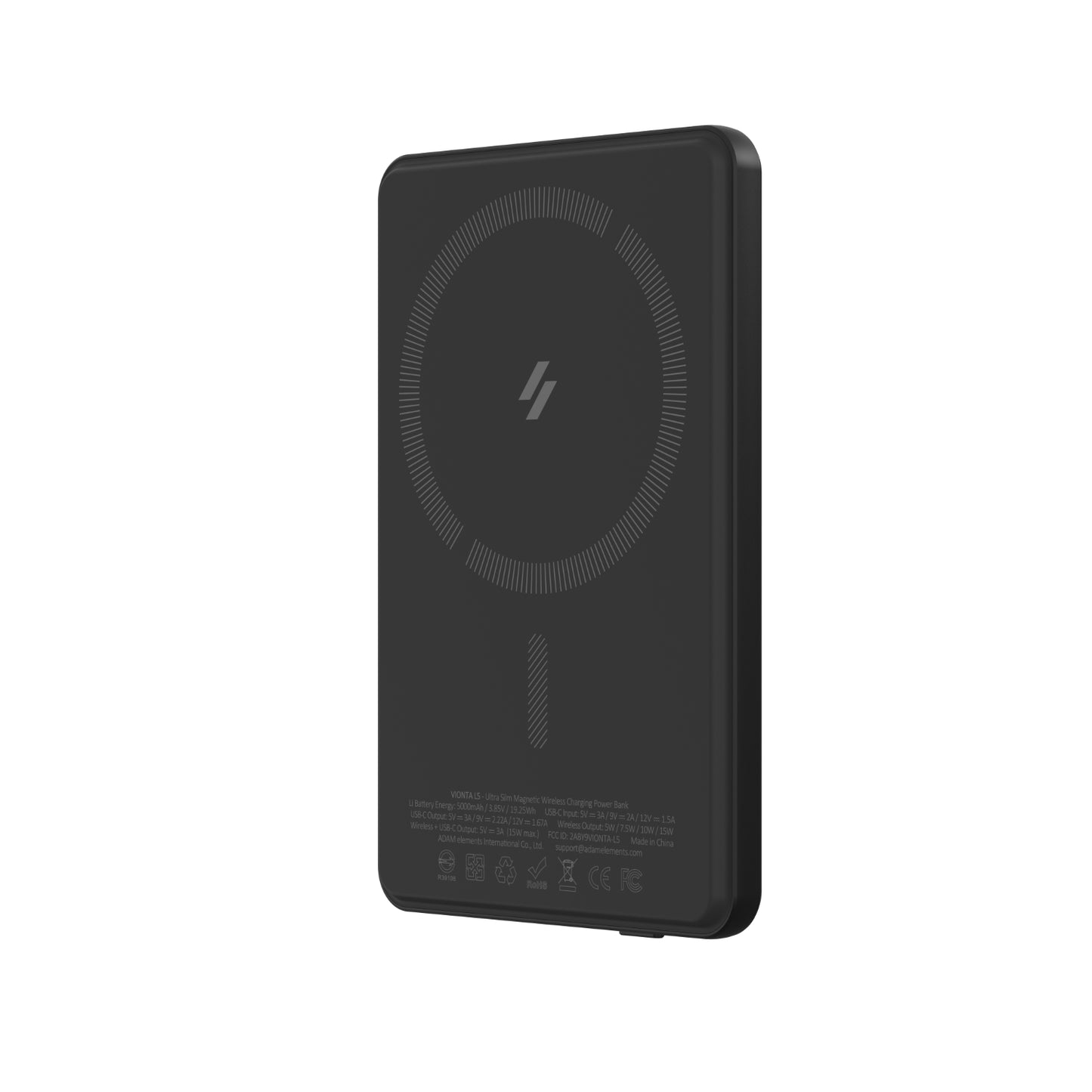 Adam elements VIONTA L10 Ultra Slim Magnetic Wireless Charging Power Bank Black - 10000mAh