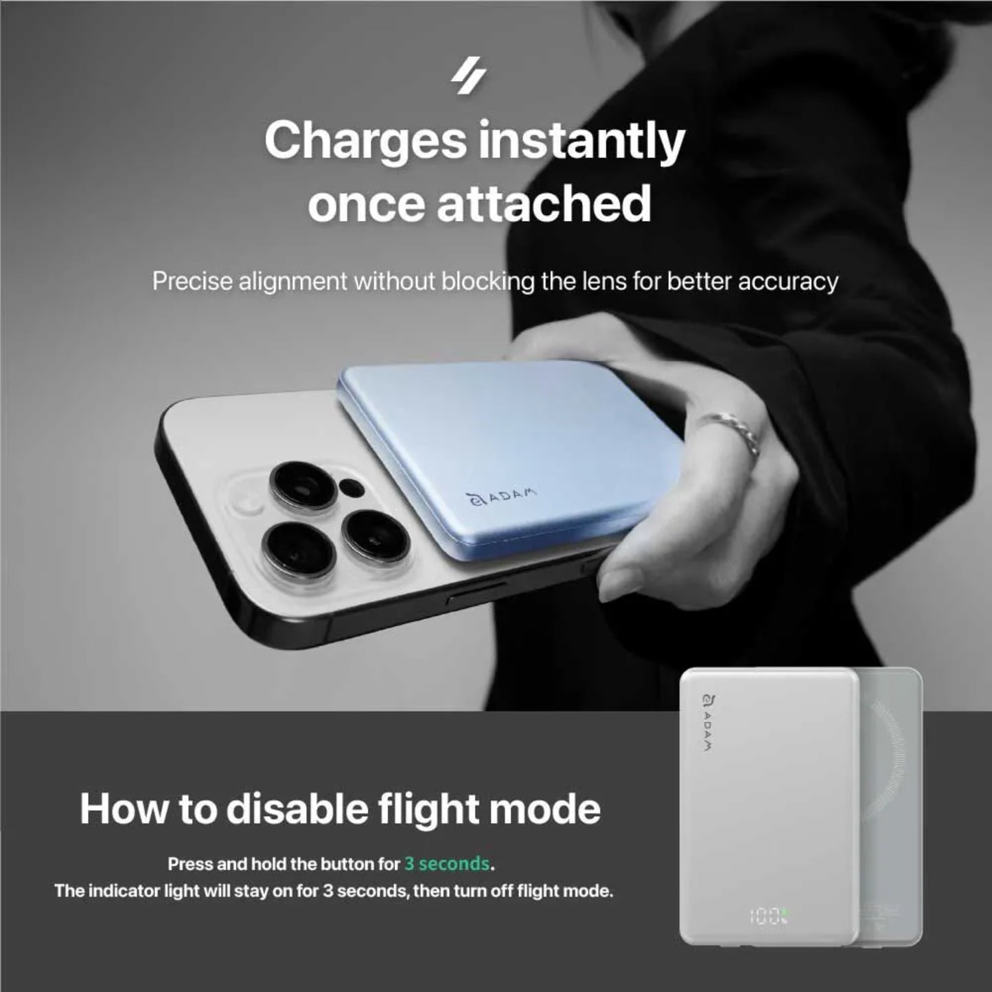 Adam elements VIONTA L10 Ultra Slim Magnetic Wireless Charging Power Bank Black - 10000mAh