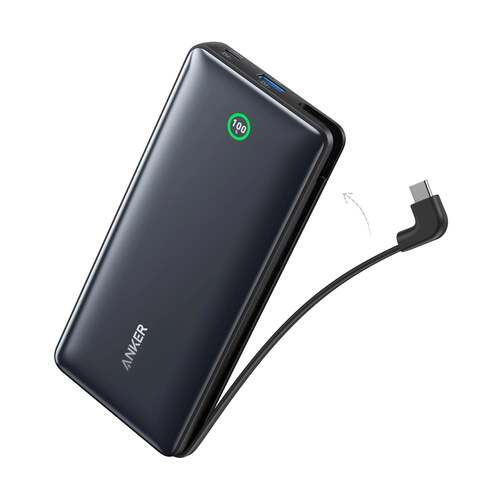 Anker Nano Power Bank 20 K MAH , 30 W built in C cable with Display - Black