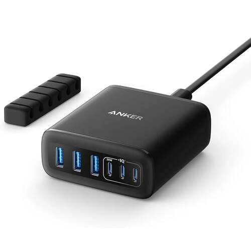 Anker Multi Device fast charger(112W, 3 USB A PORT + 3 USB C PORT, GaN) Black
