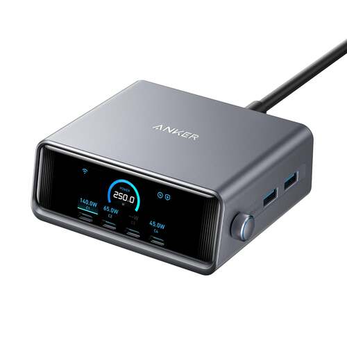 Anker Prime 250W smart ultra powerful Desktop Charger (6 Ports) Silver