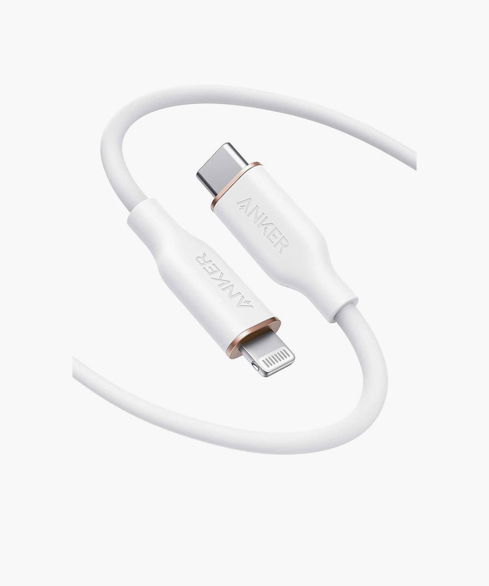 كابل أنكر باورلاين III فلو USB-C إلى لايتنينج (3ft/0.9m) – أبيض سحابي