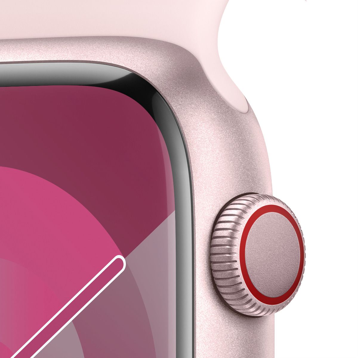 Apple Watch Series 9 GPS + Cellular 41mm Pink Aluminium Case with Light Pink Sport Band - S/M