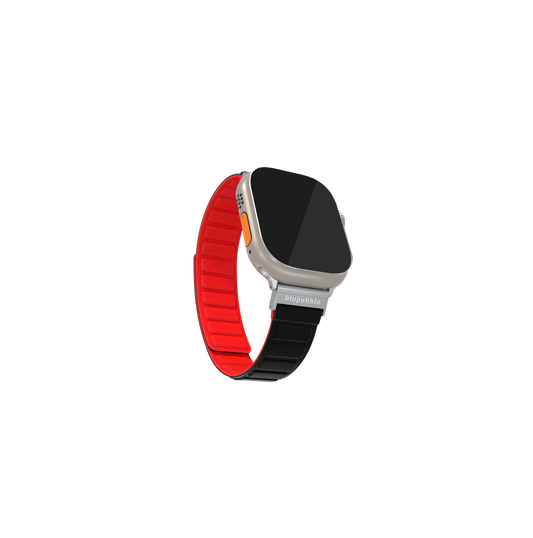 Blupebble Silicone Reversible Magnetic Strap (49/45/44/42MM) BP-AVERAU49-BKRD Averau, Black/Red
