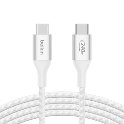 بيلكن - كابل - من C إلى C - مضفر - 240 واط - 1 متر - أبيض