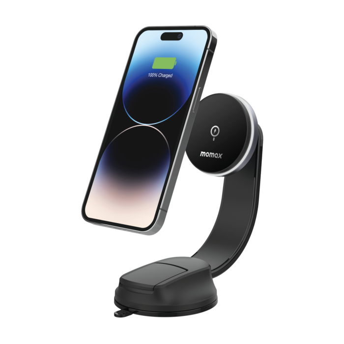 Momax Q.Mag Mount 5 15w Magnetic Wireless Charging Car Mount (Suction Cup Mount) Black