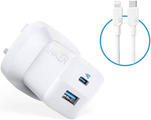 Anker 323 Charger (33W) With 3ft c-l bundle White