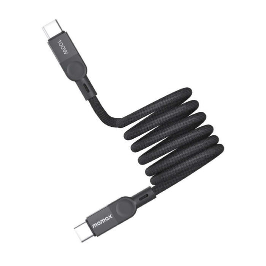 موماكس إيليت ماج لينك 100 واط كابل مغناطيسي USB-C إلى USB-C بطول 2 متر أسود