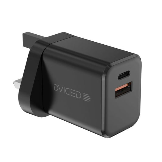 Dviced Wall charger, cable 35W GaN 1 USB-A 1 USB-C UK black