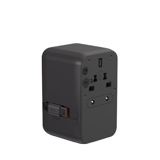محول سفر عالمي T35L بقوة 35 وات من Adam elements مع كابل USB-C مدمج باللون الرمادي