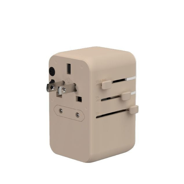 محول سفر عالمي T35L بقوة 35 وات من Adam Elements مع كابل USB-C مدمج باللون الذهبي