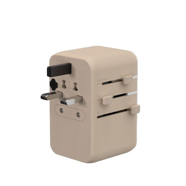 محول سفر عالمي T35L بقوة 35 وات من Adam Elements مع كابل USB-C مدمج باللون الذهبي