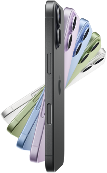 iPhone 17، الجانب الخارجي، خمسة ألوان: أسود، لافندر، أزرق الضباب، سيج، وأبيض