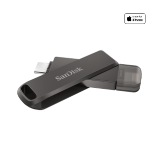 SanDisk iXpand Flash Drive Luxe 256GB - USB-C + Lightning - for iPhone, iPad, Mac, USB Type-C devices including Android
