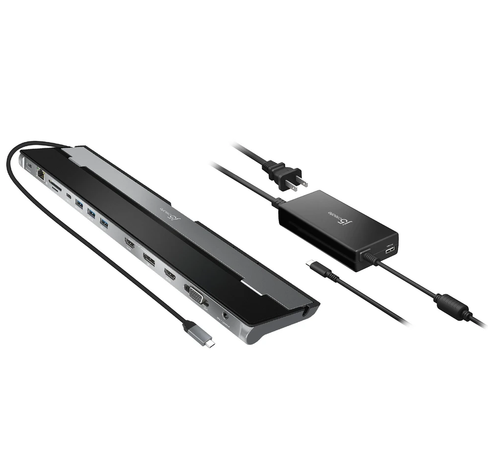 محطة إرساء بشاشة ثلاثية USB-C مع محول طاقة 90 واط