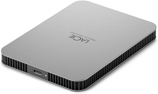 LaCie 2TB USB 3.2 Gen 1 Type-C, Sleek Metalic Design Mobile Drive, Silver