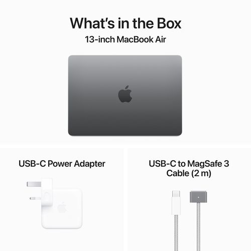 13 MacBook Air: M3 chip, 24GB RAM, 512GB SSD with 8-core CPU and 10-core GPU, English Keyboard - Space Grey (2024 - Model)