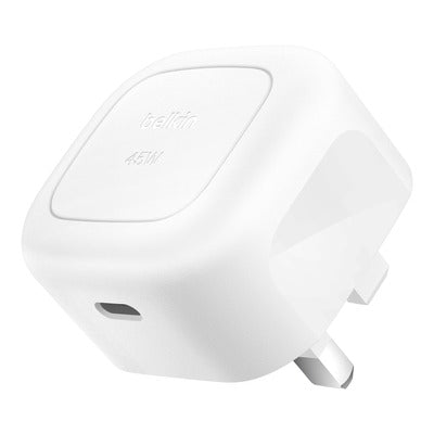 BELKIN - WALL CHARGER - 45W - PD - PPS USB-C - UK PLUG - WHITE