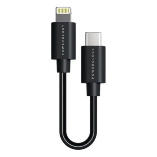باورولوجي شاحن بيانات وشحن سريع كابل USB C إلى لايتنينج 0.8 قدم أسود