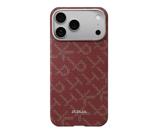 PITAKA_Monogram_Ultra-Slim_Case_For_iPhone_17_Pro_Gold_Red_image_position_1