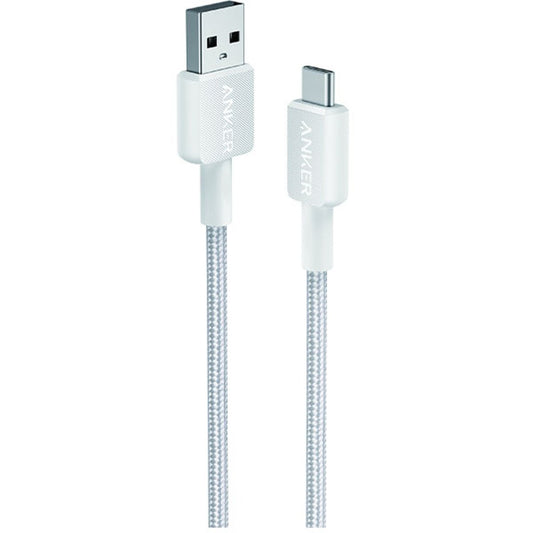 أنكر 322 كابل USB-A إلى USB-C (3 أقدام مضفر) أبيض