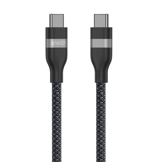 Anker USB-C to USB-C Cable (3ft, 240W, Upcycled-Braided) Black