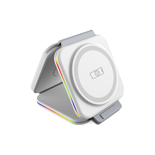 BAYKRON Premium Trio Folding Charger 3-in-1 Magnetic Wireless Charging , White