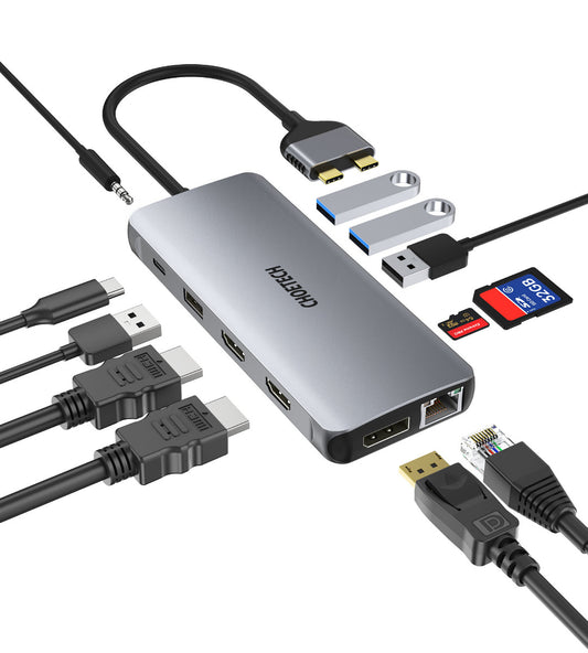 HUB-M25-GY|CHOETECH 12 in 2 Laptop USB C Docking Station