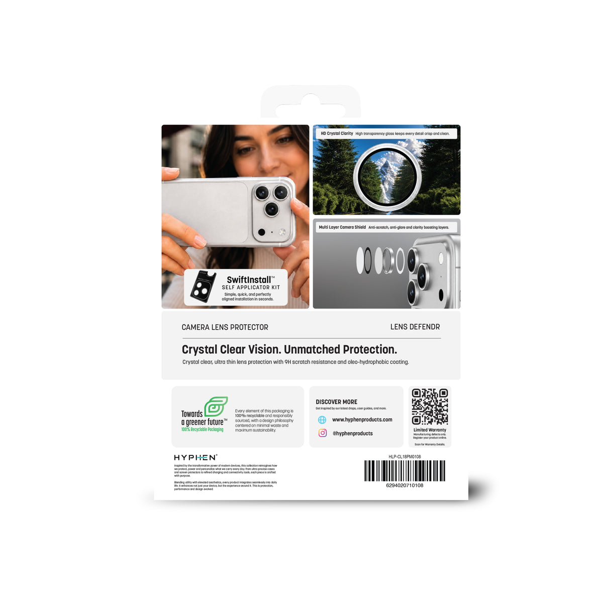 HYPHEN Camera Lens Protector, Clear, iPhone 18 Pro | 18 Pro Max with Self Installation Board