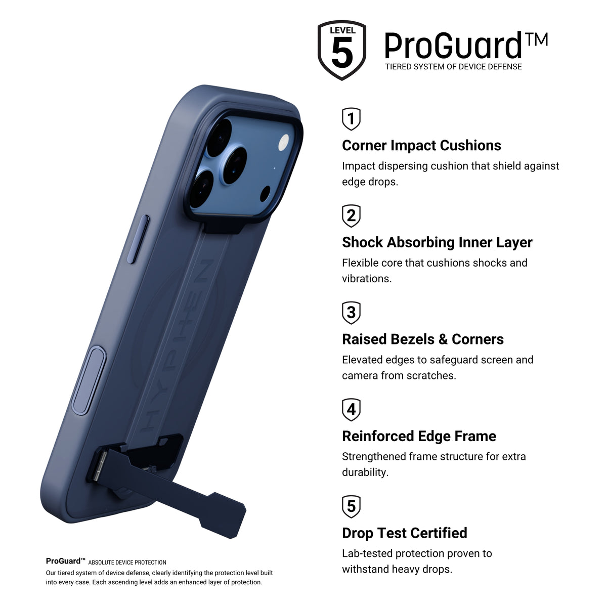 HYPHEN FLEXFIT Grip & Stand Magsafe Case - Dark Blue - iPhone 18 Pro Max - 6.9"