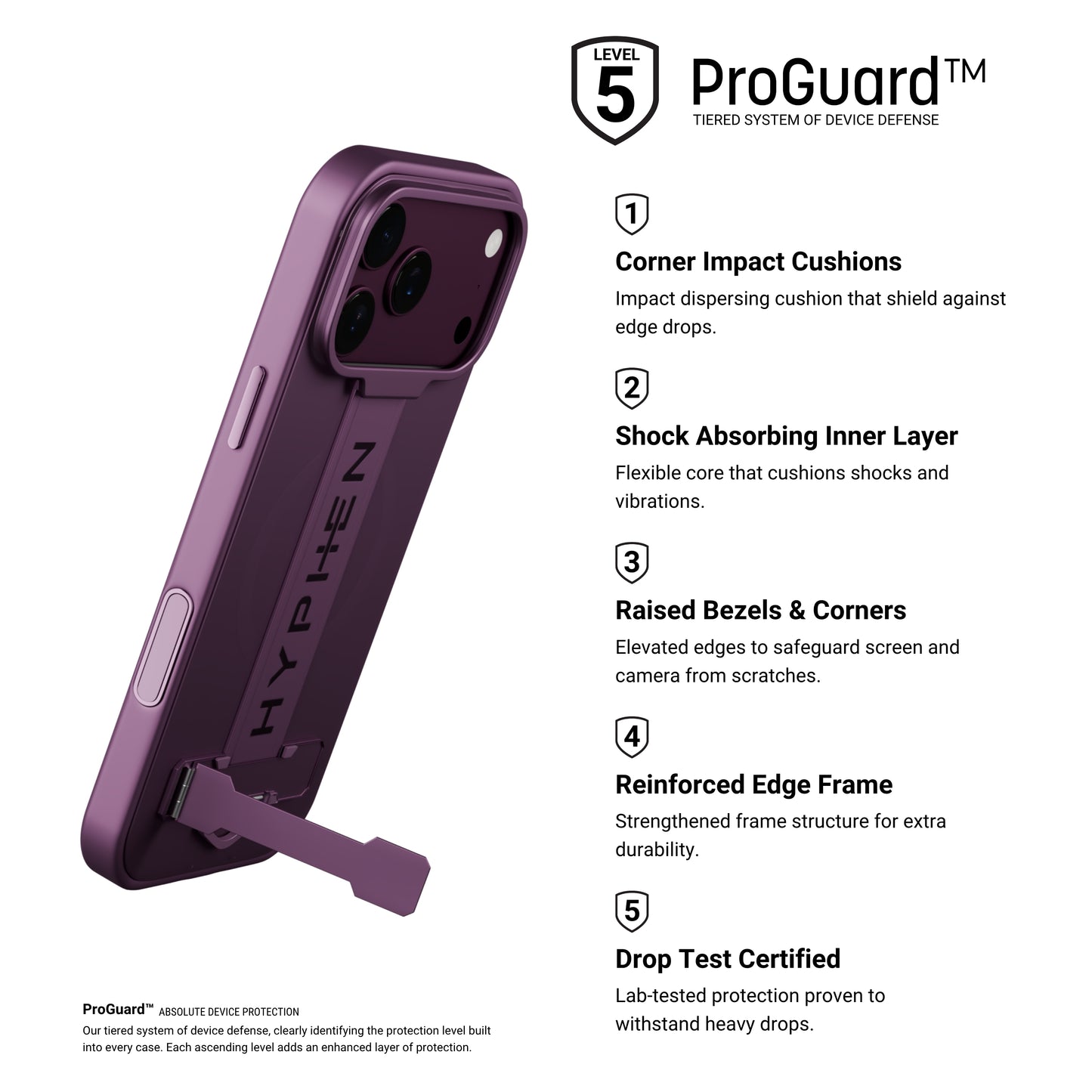 HYPHEN FLEXFIT Grip & Stand Magsafe Case - Plum - iPhone 18 Pro - 6.3"