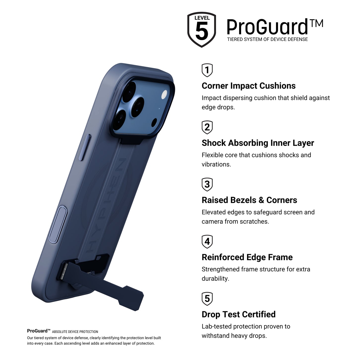 HYPHEN FLEXFIT Grip & Stand Magsafe Case - Dark Blue - iPhone 18 Pro - 6.3"