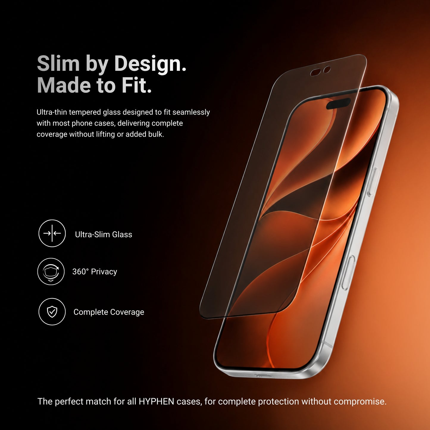 HYPHEN DEFENDR Privacy Tempered Glass with Applicator - iPhone 18 Pro Max