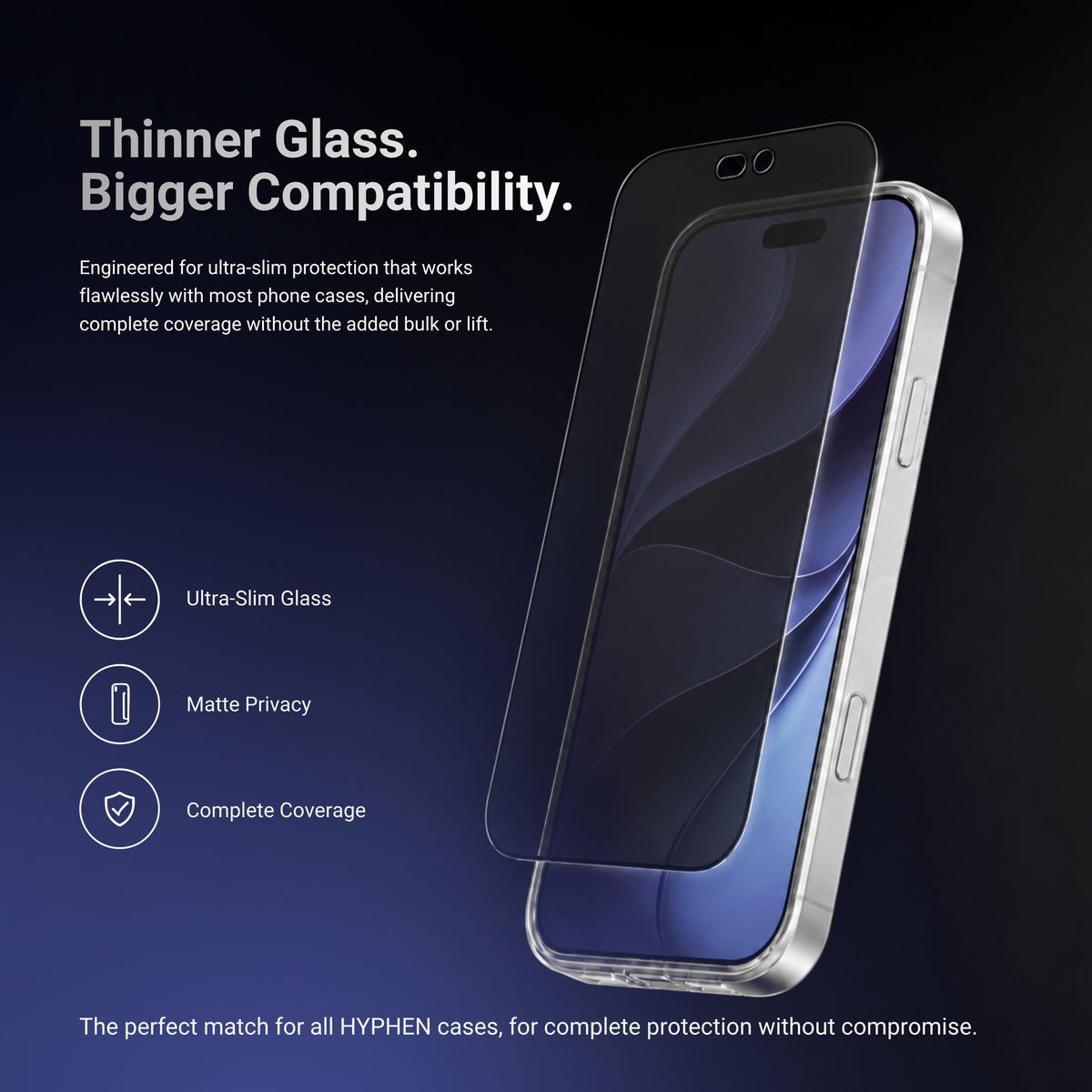 HYPHEN DEFENDR Matte Privacy Tempered Glass with Applicator - iPhone 18 Pro