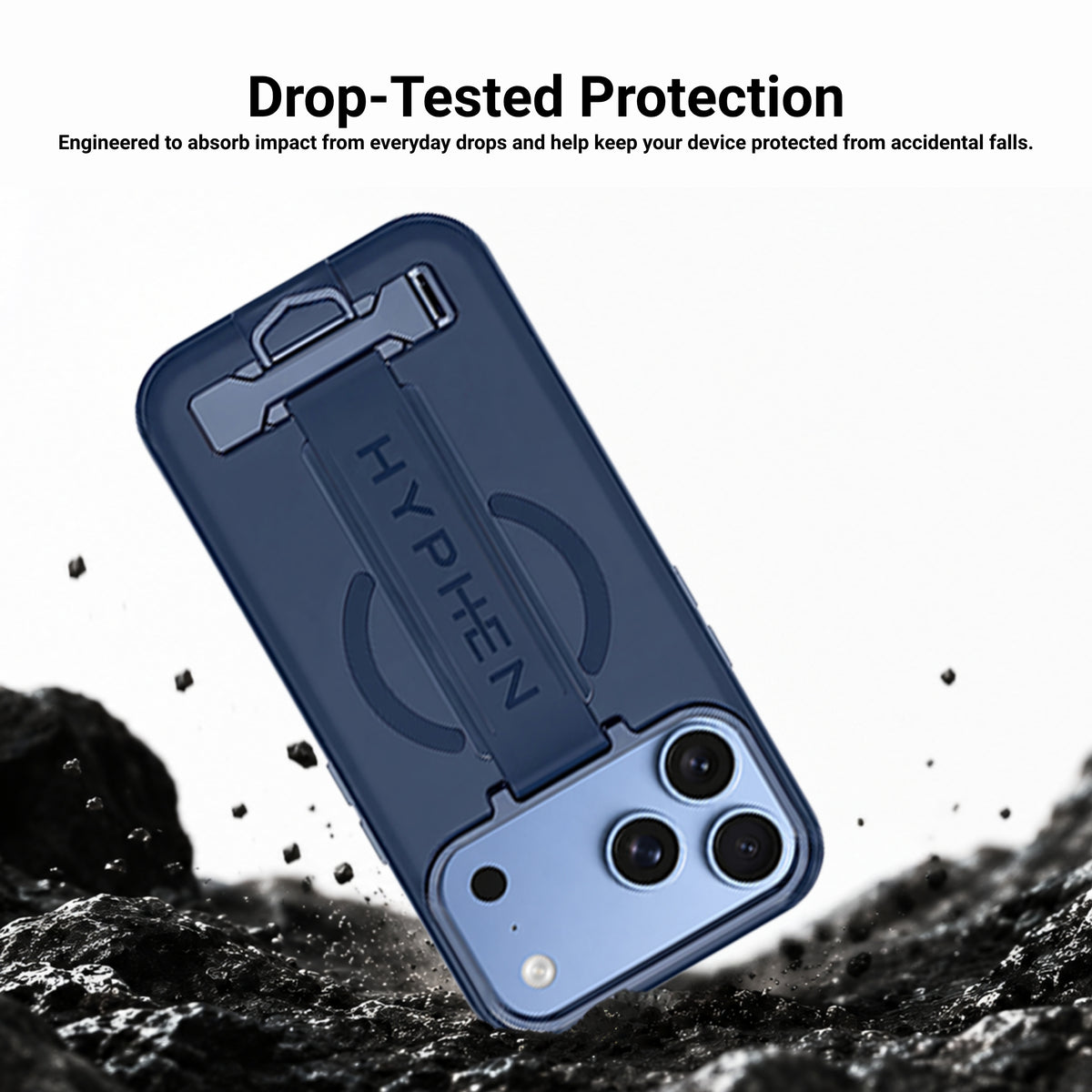 HYPHEN FLEXFIT Grip & Stand Magsafe Case - Dark Blue - iPhone 18 Pro Max - 6.9"