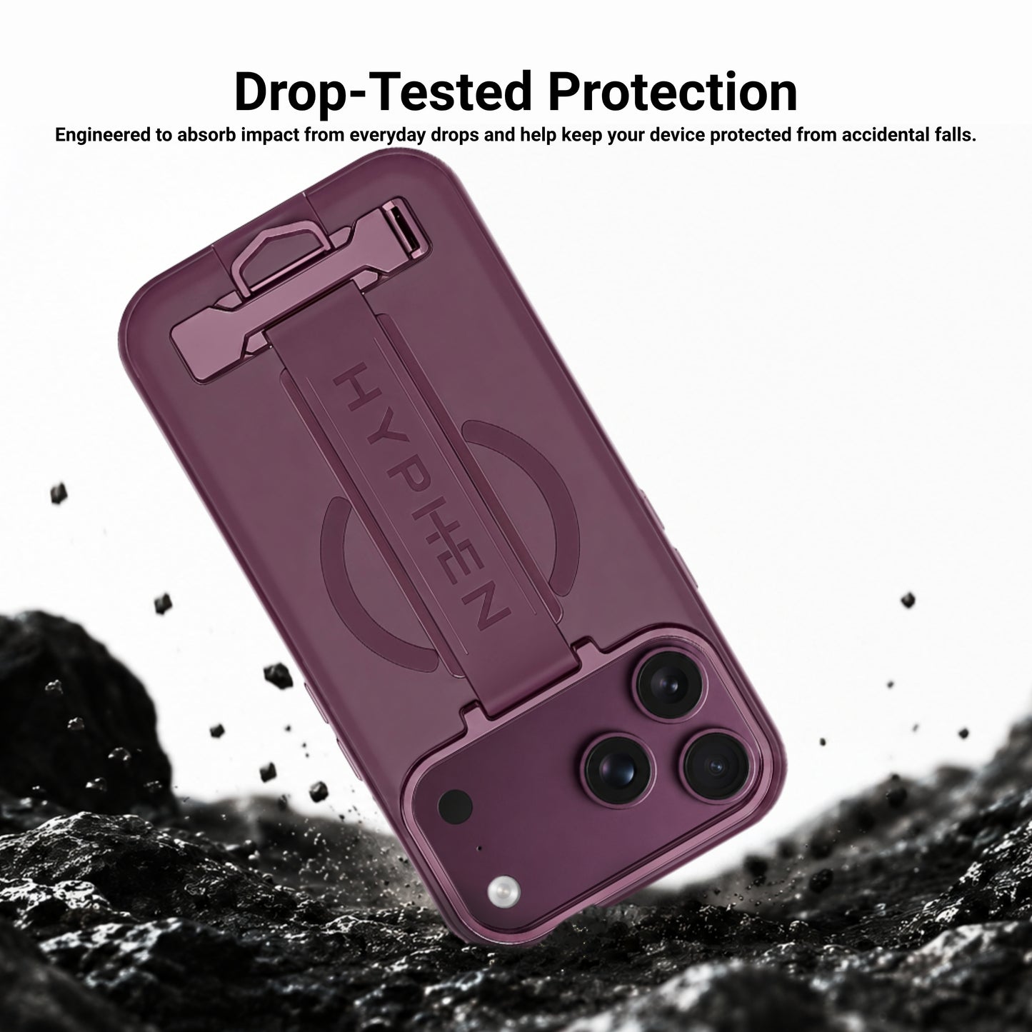 HYPHEN FLEXFIT Grip & Stand Magsafe Case - Plum - iPhone 18 Pro - 6.3"