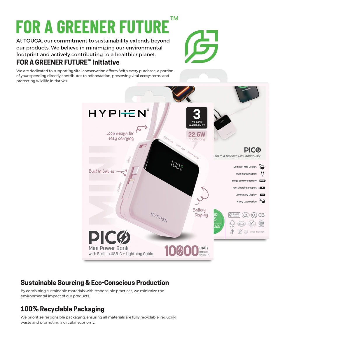 HYPHEN Pico Mini Powerbank 10000mAh - Pink