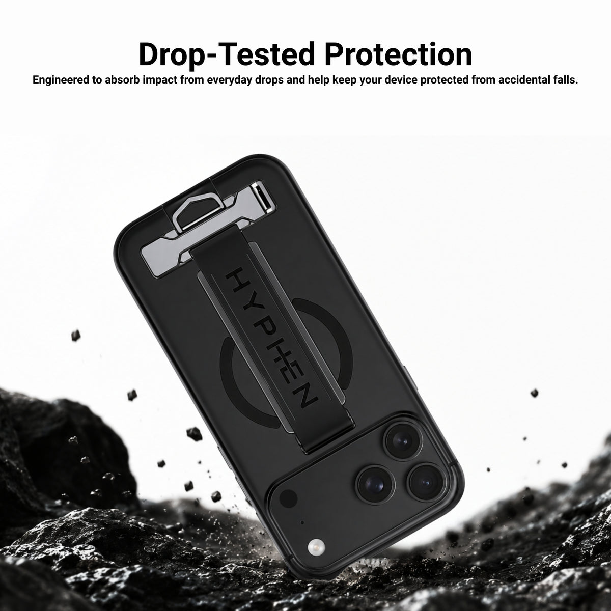 HYPHEN FLEXFIT Grip & Stand Magsafe Case - Black - iPhone 18 Pro - 6.3"