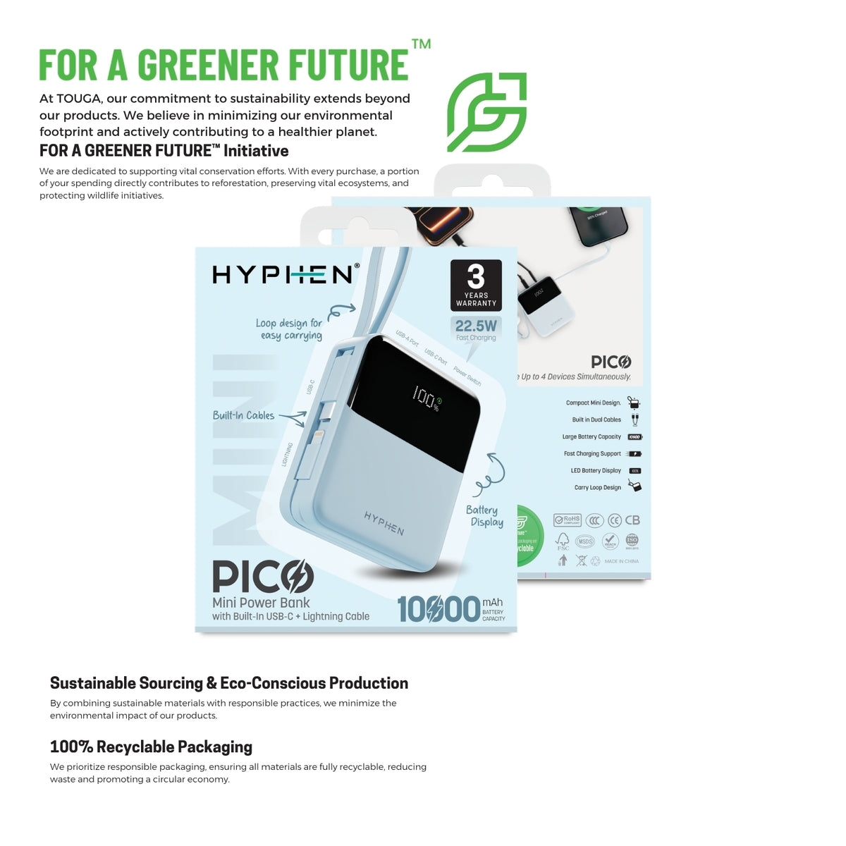 HYPHEN Pico Mini Powerbank 10000mAh - Blue
