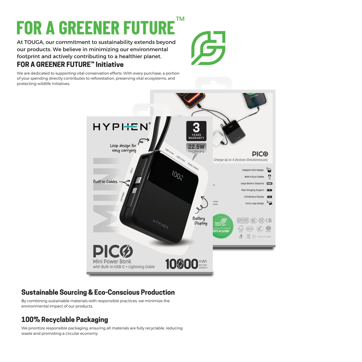 HYPHEN Pico Mini Powerbank 10000mAh - Black