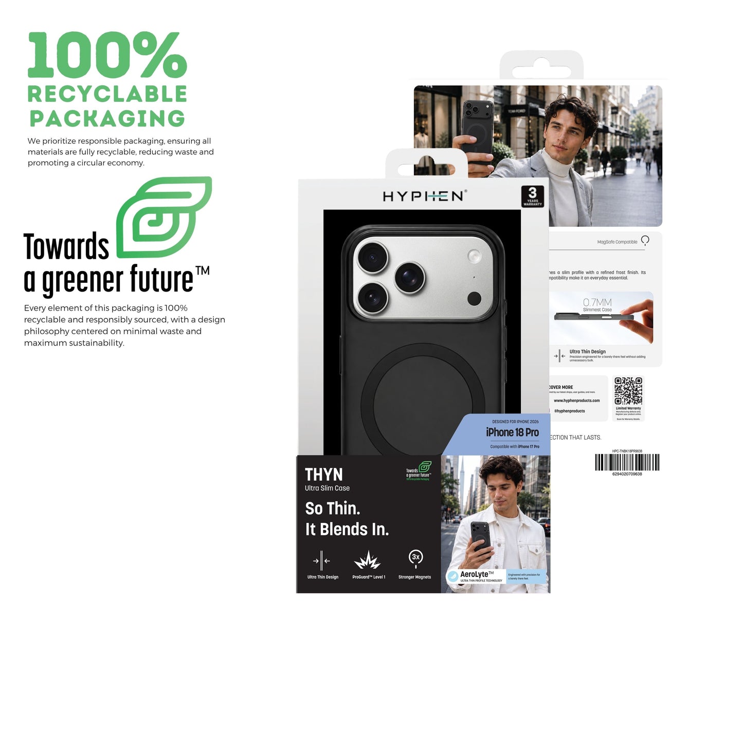 HYPHEN THYN Magsafe Case, Black, iPhone 18 Pro - 6.3"