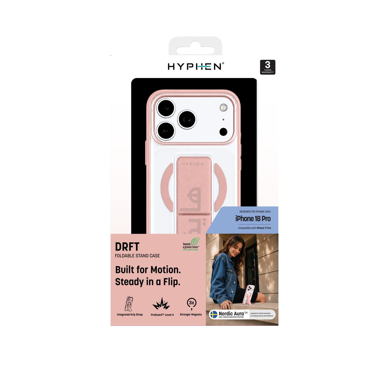 HYPHEN DRFT Grip & Stand Magsafe Case - Pink -  iPhone 18 Pro - 6.3"