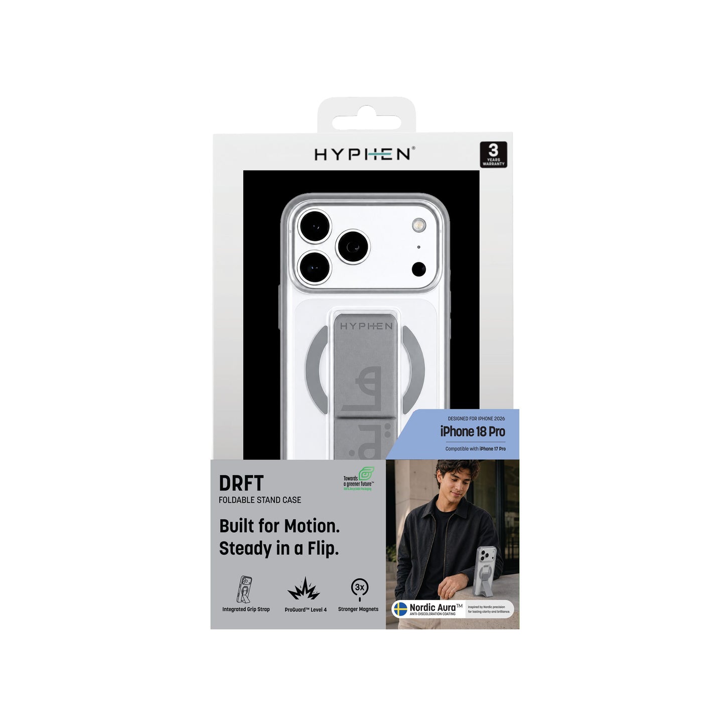 HYPHEN DRFT Grip & Stand Magsafe Case - Grey -  iPhone 18 Pro - 6.3"