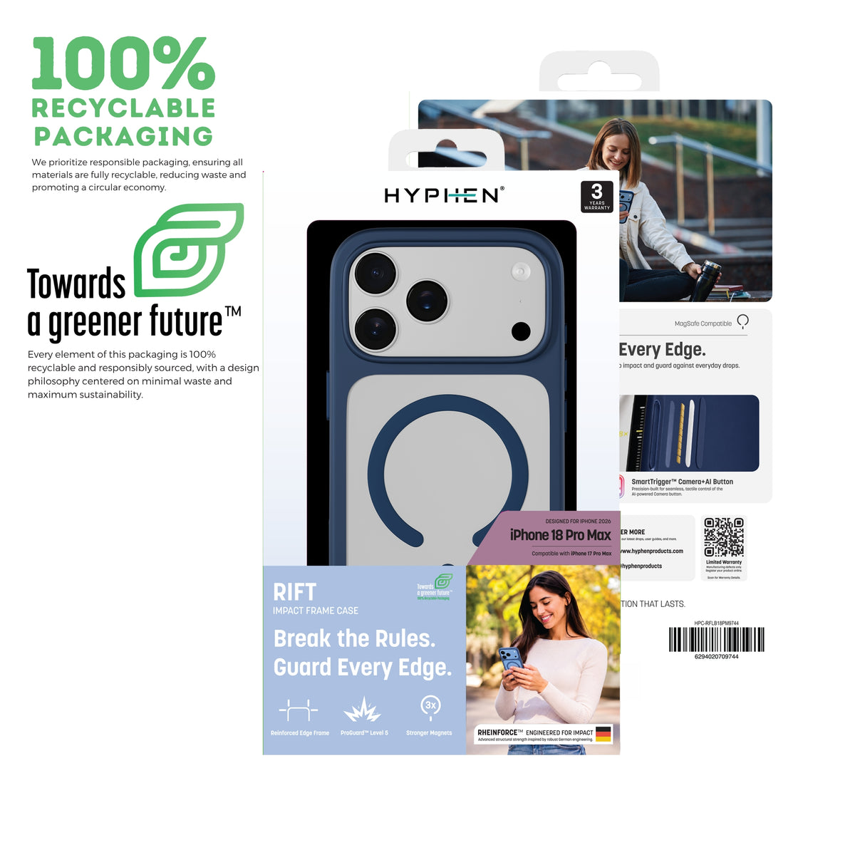 HYPHEN RIFT Impact Frame MagSafe Case - Dark blue - iPhone 18 Pro Max - 6.9"